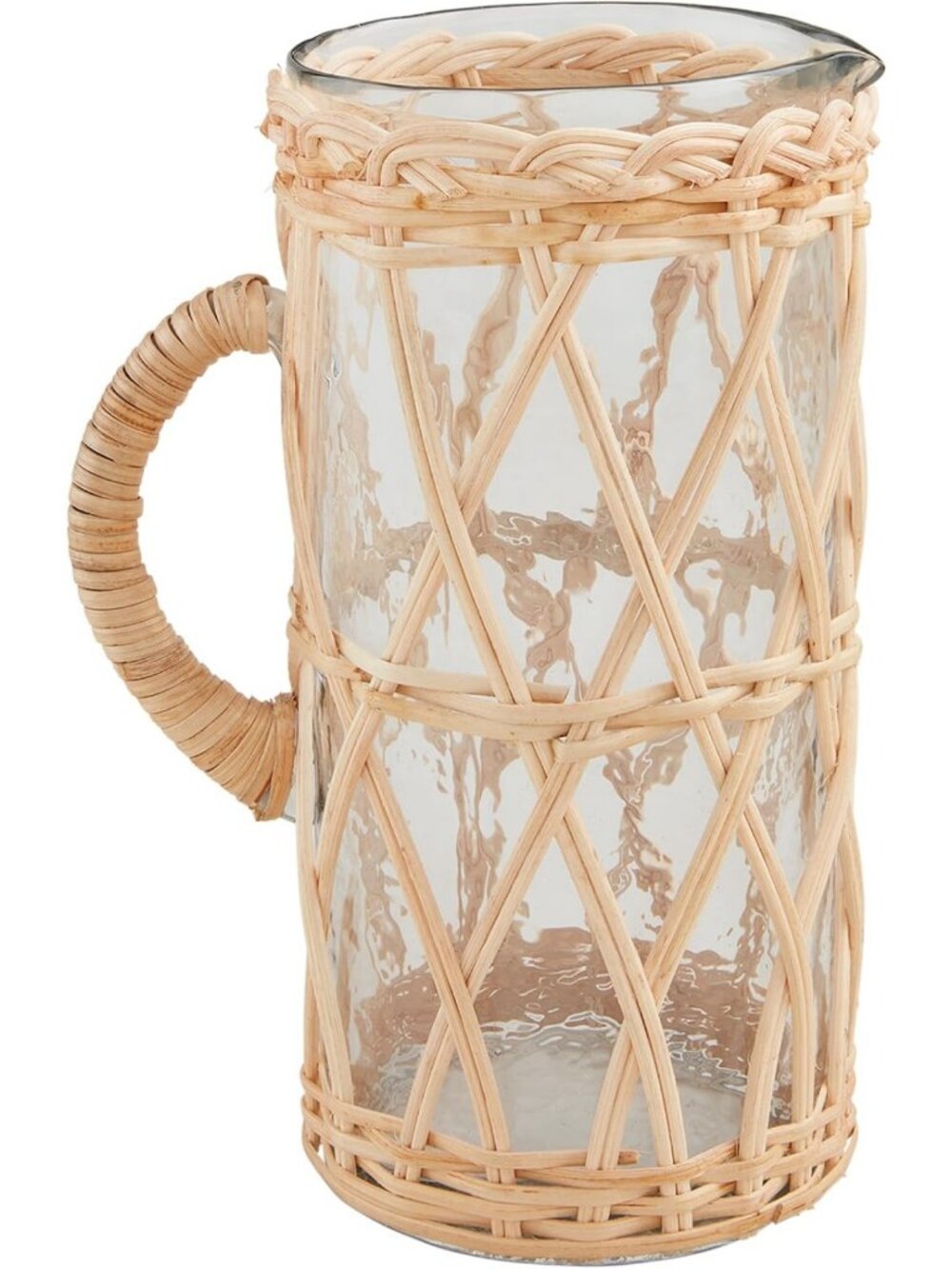 Stylish Rattan Glass Pitcher - 64 oz, Perfect for Entertaining & Home Decor